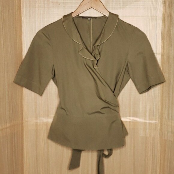 Alain Olive Wrap Blouse - Picture 1 of 6